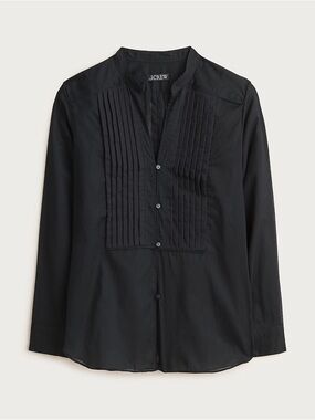 J. Crew Pintuck Top in Organic Cotton Voile Size 20 Black